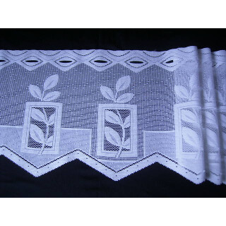 Reststück Scheibengardinenstoff mit Blumen 425 x 29cm hoch