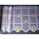 Scheibengardinenstoff mit farbigen Blumen weiß 51cm hoch