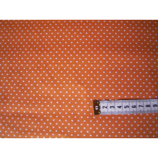 Reststück Baumwollstoff orange mit weiße Punkte 150x140cm