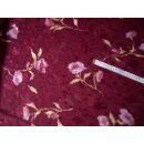Jerseystoff dunkelrot mit Blumen leicht crash