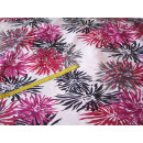 Stoff weiß mit Blumen in pink und schwarz