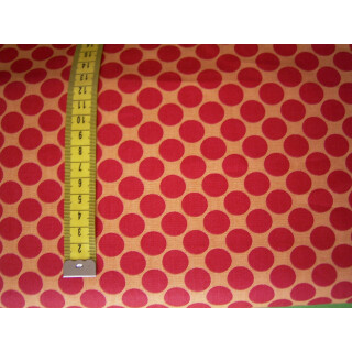Baumwollstoff orange mit roten Punkten Meterware