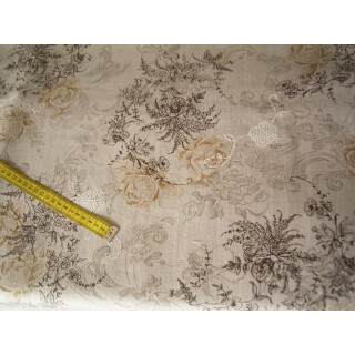 Tunikastoff beige mit Blumen Meterware
