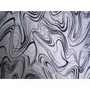 Reststück 100x140cm Stoff weiß mit schwarzen Mustern