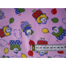Reststück rosa mit bunten Clownmotiven 80 x 140cm...