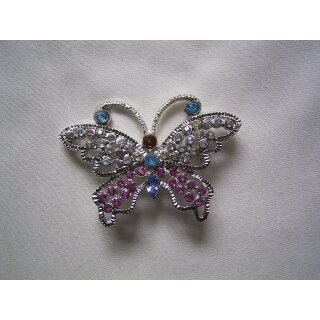 Brosche - Metallbrosche Anstecknadel Schmetterling silber...