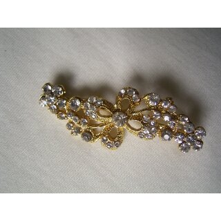 Brosche - Metallbrosche Anstecknadel gold mit Strass-Steine
