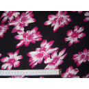 Reststück schwarzen Stoff mit Blumen in pink-weiß 160 x...