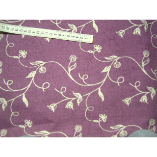 Reststück Baumwollstoff lila mit Ranken natur 135 x 135cm