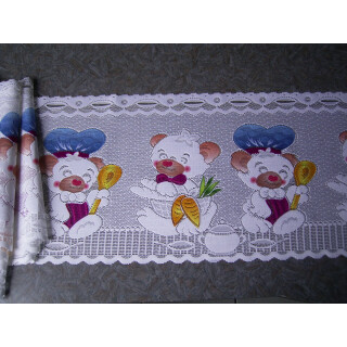 Reststück Scheibengardinen Stoff mit Bärchen 320 x 28cm