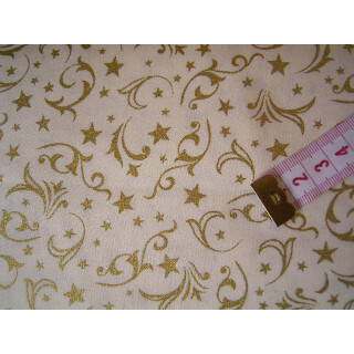 Reststück Weihnachtsstoff natur mit Muster in gold 105 x...