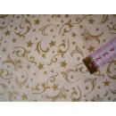 Reststück Weihnachtsstoff natur mit Muster in gold 105 x...