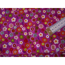 Reststück pink mit Blumen 130 x 140cm Baumwollstoff