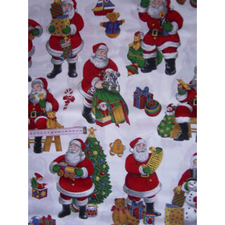 Reststück Weihnachtsstoff weiß mit Motiven 85 x 110cm
