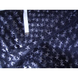 Tüllstoff schwarz mit Lurexsterne in silber