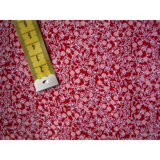Reststück Baumwollstoff rot mit Streublümchen 100 x 140cm