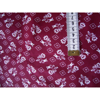 Reststück Baumwollstoff rot mit Muster 120 x 140cm