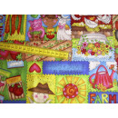 Reststück Baumwollstoff mit Muster und Motiven 50 x 110cm