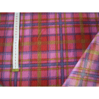 Reststück Fleecestoff rosa pink lila kariert 40 x 150cm