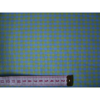 Reststück Stoff blau gelb kariert ca.3mm 45 x 150cm