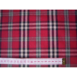 Reststück Kissenstoff rot schwarz grün beige kariert 65 x...
