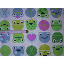 Reststück Baumwollstoff natur mit Frösche 75 x 160cm