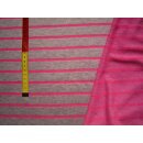 French Terry grau neon pink quer gestreift elastic