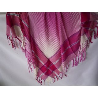 Tuch Halstuch pink natur blau kariert Schal mit Quasten