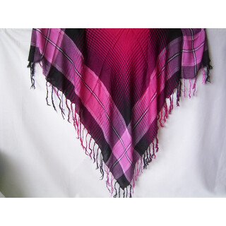 Tuch Halstuch pink schwarz kariert Schal mit Quasten