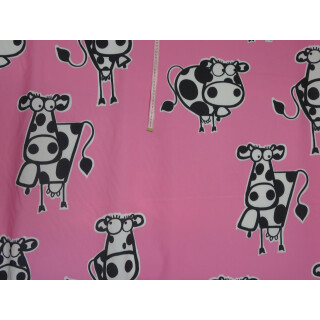 Gardinen Dekostoff Pink Coole Kuh In Schwarz Weiss Meterware