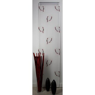 Schiebevorhang weiß mit Shirleymuster rot natur 60x250cm