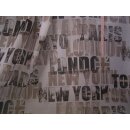 Gardinen Dekostoff mit Schrift beige braun