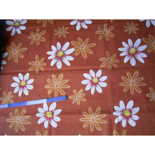 Reststück Baumwollstoff orange mit Blumen 160 x 160cm