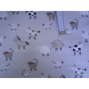 Reststück Baumwollstoff Druck beige mit Tiere100 x140cm