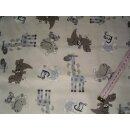 Baumwollstoff mit Giraffe Krokodil und anderen Tieren
