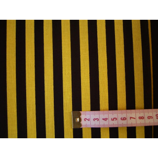 Reststück Baumwollstoff gelb schwarz gestreift 50 x 140cm
