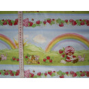 Baumwollstoff Emily Erdbeer mit Regenbogen