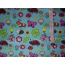 Baumwollstoff hellblau mit Schmetterlinge und Blumen