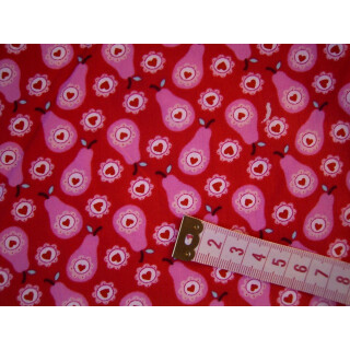 Baumwollstoff pink mit Muster Herzen und Kreise