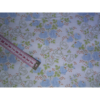 Reststück Baumwollstoff hellblau mit Blumen 120x150cm