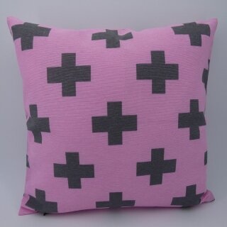 Kissenbezug Mo pink mit Kreuz in anthrazit ca.40x40cm
