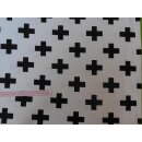 Jerseystoff weiß mit Kreuz versetzt in schwarz