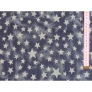 Restst&uuml;ck 85x140cm Jeansstoff blau meliert mit Sterne in grau