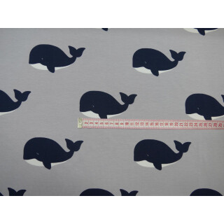 Reststück Baumwolljersey Wale grau 85x140cm