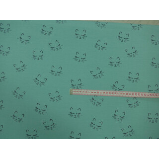 Baumwolljersey Katzen mint