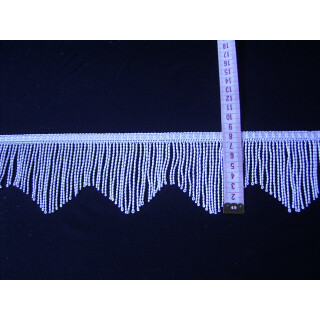Gardinen Fransenborte weiß 8cm hoch Hochglanz mit Bogen
