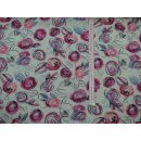 Jersey Viskose Leinen pink violett mit Rosen in natur...