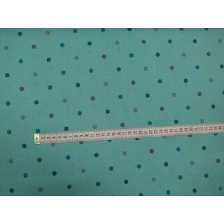 Baumwollstoff mit Punkte in mint petrol und grau