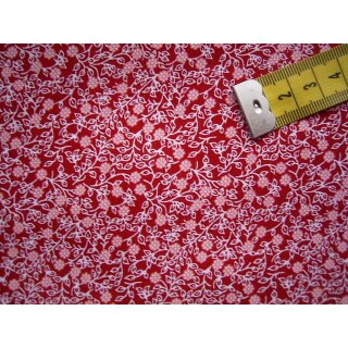 Reststück Baumwolle rot bedruckt rosa Streublümchen 55 x...
