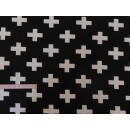 Reststück Jerseystoff schwarz mit Kreuz in weiß 60x150cm